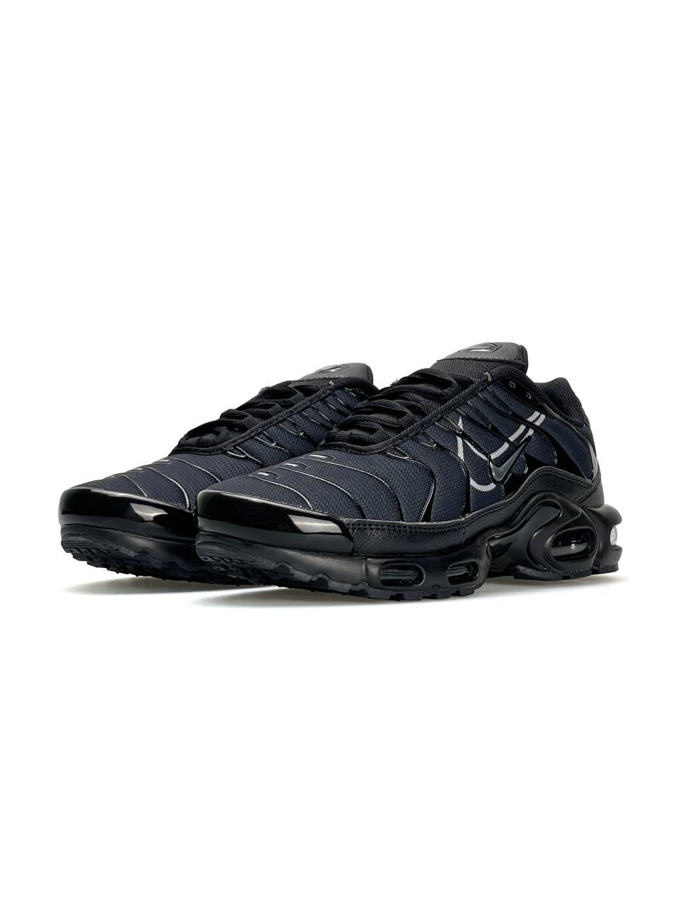 Чоловічі кросівки Nike Air Max Tn Plus Dark Grey Black, кеди Найк шкіра текстиль весна осінь. Чоловіче взуття