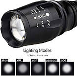 Яскравий ручний ліхтарик VISVIC, з 4 батареями 18650, що заряджаються, універсальний зарядний пристрій USB з 4 слотами, зарядний, фото 2