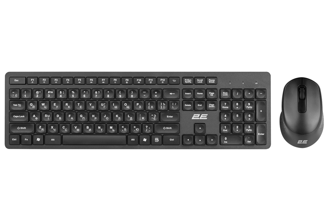 Бездротова клавіатура та миша 2E MK420 WL EN/UK/RU чорний