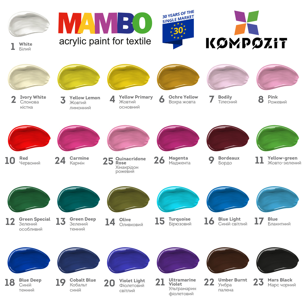 Фарба по тканині МАМВО ART Kompozit, 50 мл, 11 жовто-зелений, фото 1