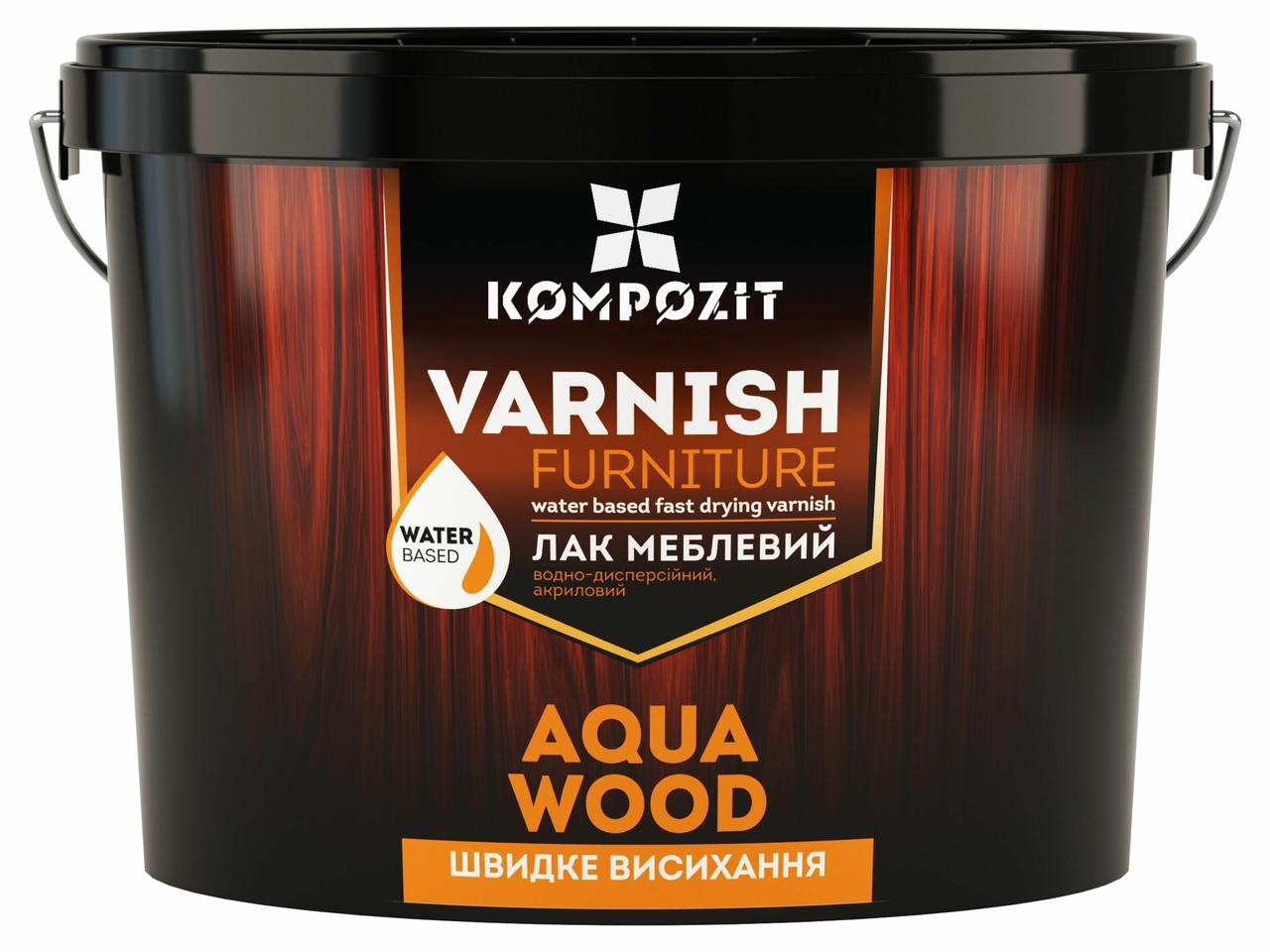 Лак меблевий AQUA WOOD, 0,75 л, Глянцевий, Безбарвний
