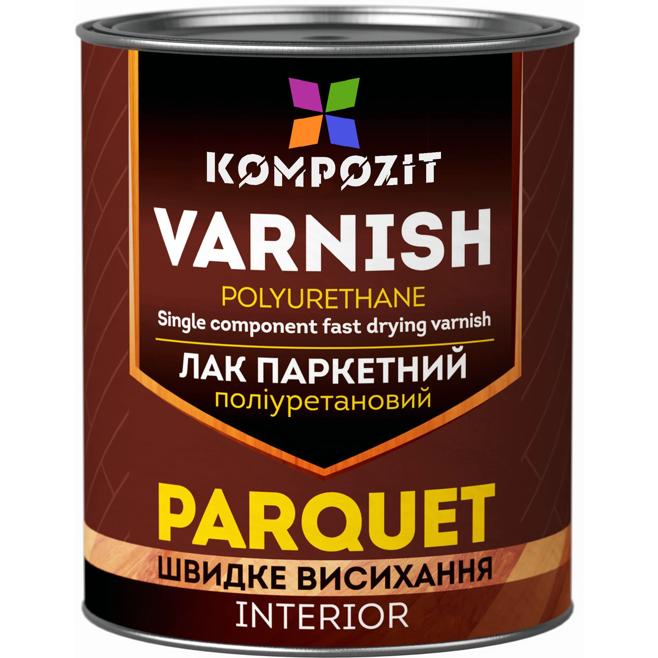 Лак паркетний поліуретановий Kompozit®, 0,7 л, Глянцевий, Безбарвний, фото 1