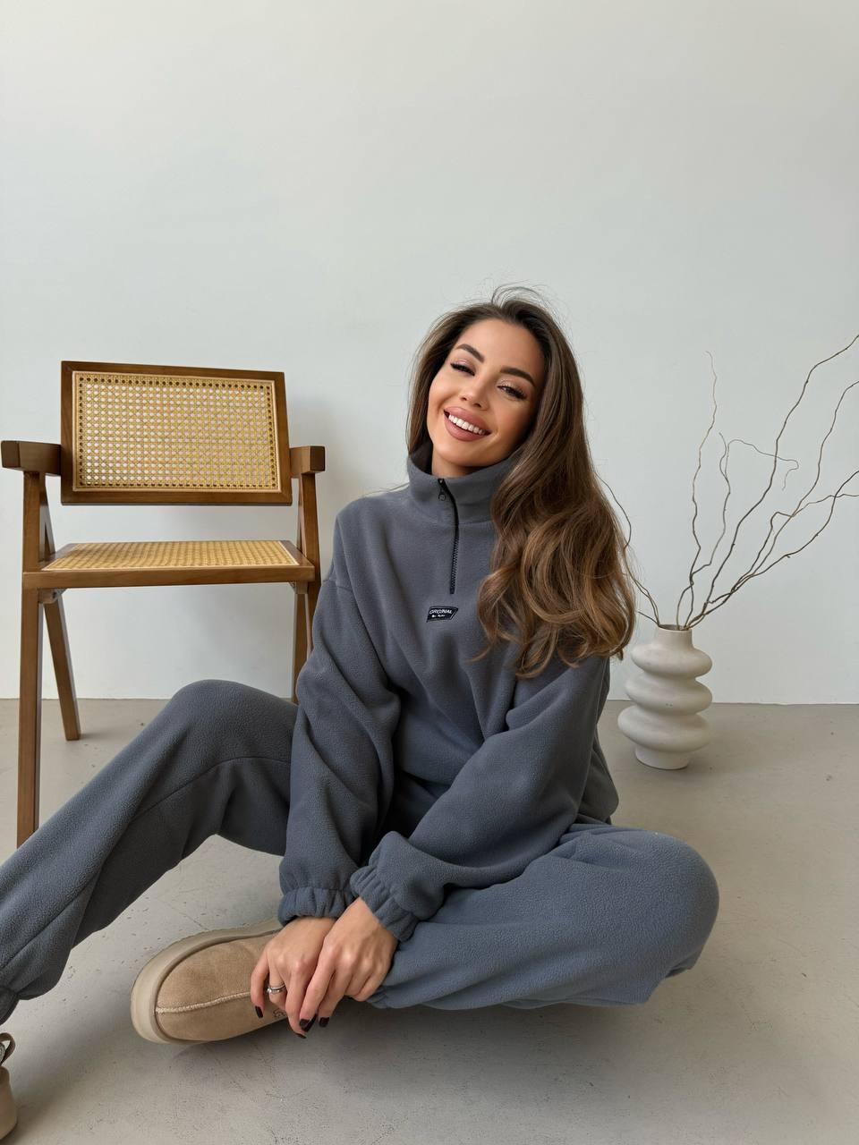 Жіночий теплий флісовий спортивний костюм, фото 1