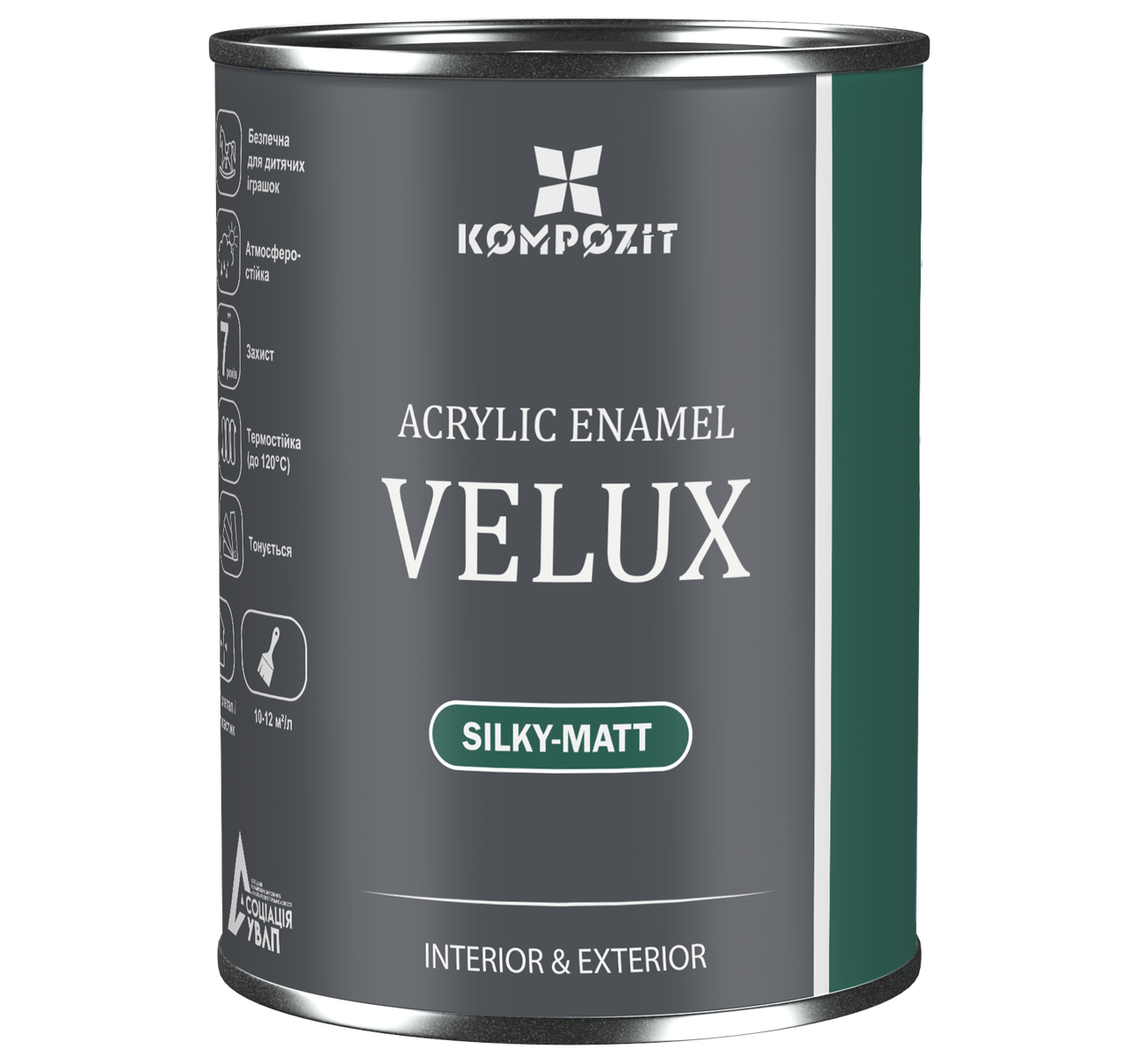 Емаль акрилова шовковисто-матова VELUX, 0,75 л, 100 Білий