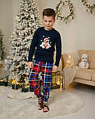 Дитяча піжама для хлопчика з брюками - Новорічний ведмедик - Family look для сім'ї