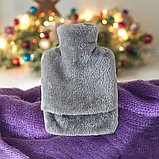 Водяна грілка для ніг у пухнастому чохлі 23 х 34 см Подарунок на Новий рік, фото 2