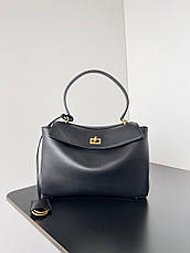 Жіноча чорна сумка Balenciaga Rodeo Small сумка Баленсіага Родео маленький розмір у серебрі срібло, фото 3