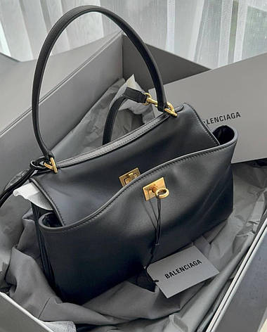 Жіноча чорна сумка Balenciaga Rodeo Small сумка Баленсіага Родео маленький розмір у серебрі срібло, фото 1