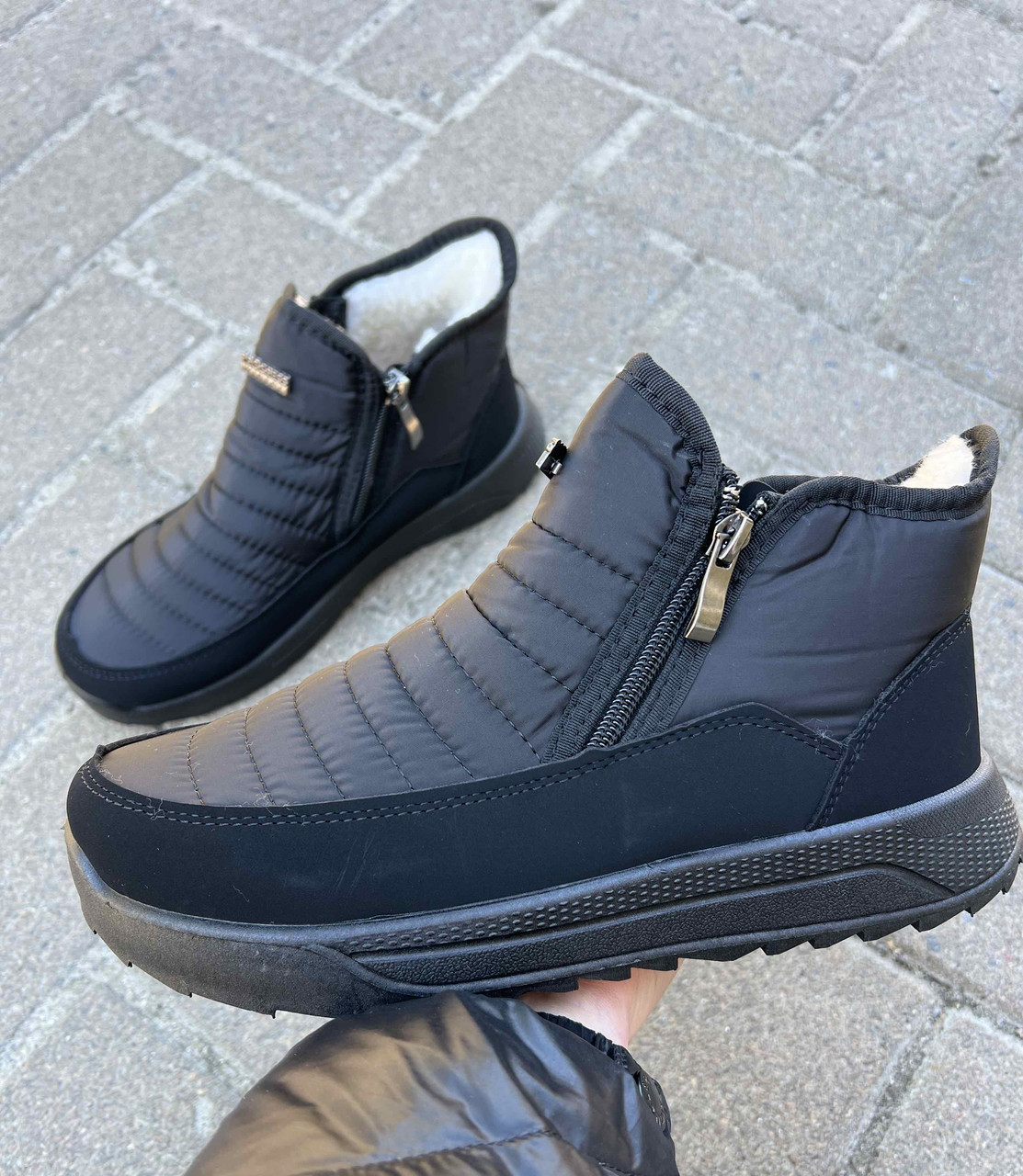 Черевики теплі жіночі Рrogress зимові на хутрі з блискавкою чорні