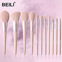 Набір рожевих пензлів для макіяжу BEILI (11 шт)