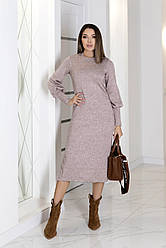 Елегантна ангорова сукня міді з розрізом "Ellite" оптом | Норма і батал