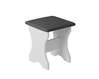 Табуретка з м'яким сидінням, табурет на кухню 35х35х44 см Тканина Мальмо (сірий) / ДСП Білий