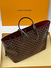 Жіноча коричнева шкіряна сумка Louis Vuitton Neverfull у клітинку GM Tote Луї Вітон Луї Віттон, фото 3