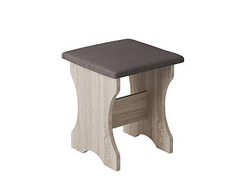 Табуретка з м'яким сидінням, табурет на кухню 35х35х44 см Тканина Дорандо (темний) / ДСП Дуб Сонома