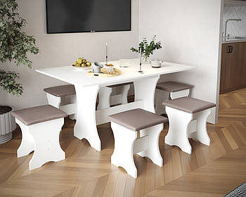 Стіл та 6 табуреток комплектом - Білий