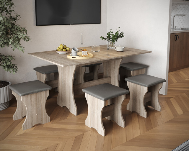 Комплект кухонний Тканина Мальмо (сірий) ДСП Дуб Вінтаж Комплект кухонний Тканина Мальмо (сірий) ДСП Дуб Вінтаж