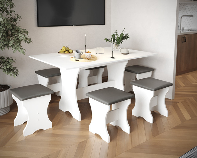 Комплект кухонний Тканина Мальмо (сірий) ДСП Білий Комплект кухонний Тканина Мальмо (сірий) ДСП Білий