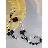 Шарм браслет для телефону з намистин підвіска шнурок біжутерний Fashion Jewerly серце, фото 3
