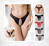 Еротичні леопардові жіночі трусики в сіточку з доступом, трусики-стрінги сексуальна спідня білизна L, фото 4