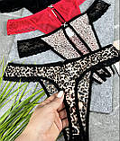 Еротичні леопардові жіночі трусики в сіточку з доступом, трусики-стрінги сексуальна спідня білизна L, фото 3