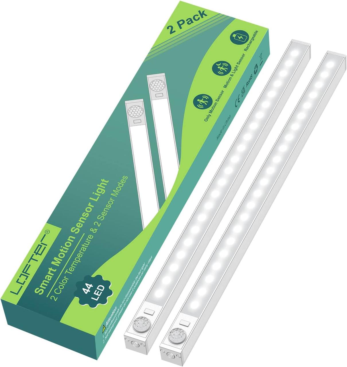 Внутрішні світильники з датчиком руху 2 шт., світлодіодна шафа-світло, що перезаряджається, в будь-якому місці Шафа, фото 1