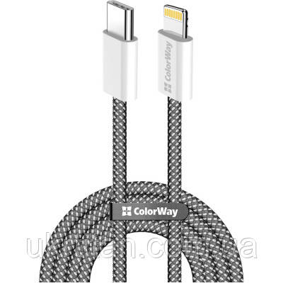 Оригінал! Дата кабель USB-C to Lightning 1.0m 27W black ColorWay (CW-CBPDCL061-BK) - Вища Якість!, фото 1