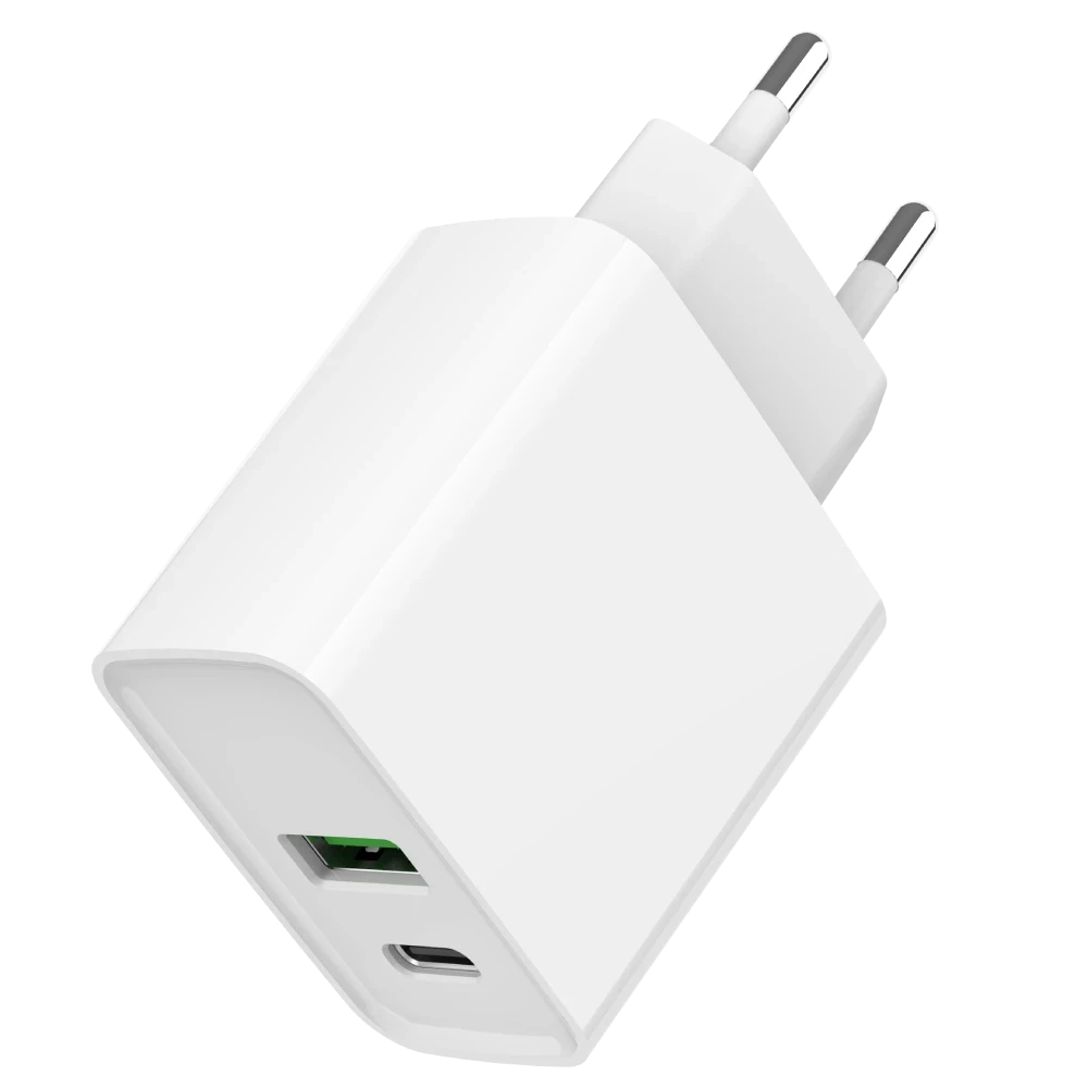 Мережевий зарядний пристрій Gembird TA-UC-PDQC20-01-W 1 USB-A + 1 Type-C (PD20Вт + QC3.0 18Вт) 3.4 A, фото 1