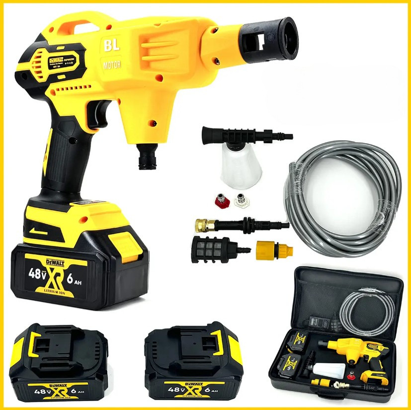 Акумуляторна безщіткова мийка DeWalt (48V 6 Ah 40 барів) Ручна автомийка Девольт з 2 АКБ mm