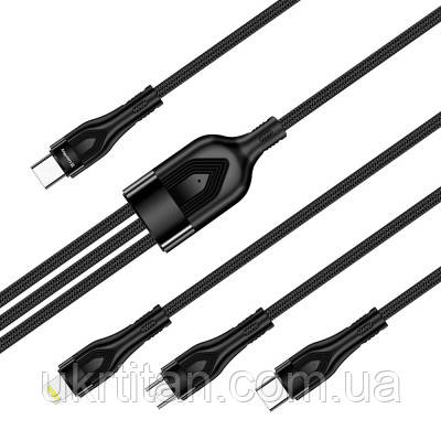 Оригінал! Дата кабель USB 2.0 AM to Lightning + Micro 5P + Type-C 1.2m 3.0A (PD60W data) Black ColorWay (CW-CBPDU3060-BK) - Вища, фото 1