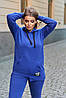 Жіночий стильний зимовий спортивний костюм з начосом, подовжена кофта з капюшоном і завужені штани, великі розміри, фото 10