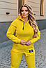 Жіночий стильний зимовий спортивний костюм з начосом, подовжена кофта з капюшоном і завужені штани, великі розміри, фото 7