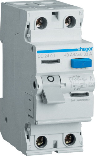 ПЗВ дифреле Hager 2П 40А 30мА тип А CD240J