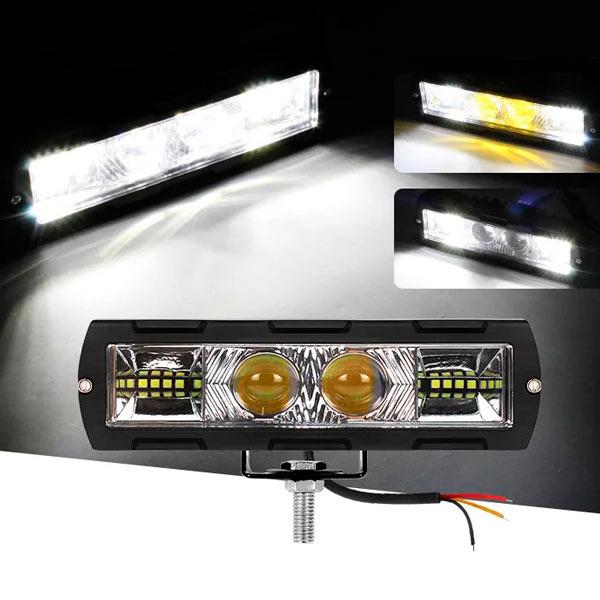 LED фара 32W 3D-лінзи з чітким світловим кордоном 160х45 мм - біле та жовте світло