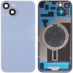 Задня кришка (скло) iPhone 14 blue (оригінал завод) у складанні на рамці