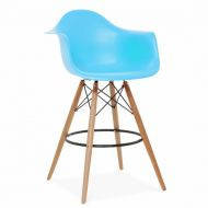 Стілець барний Тауер Вуд Eames, дерев'яний, бук, пластик, колір блакитний