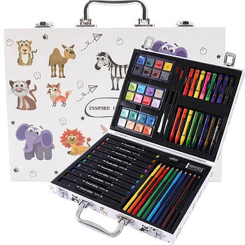 Дитячий набір водяних олівців маркерів 66 шт. для творчості у кейсі Дитячий набір для малювання