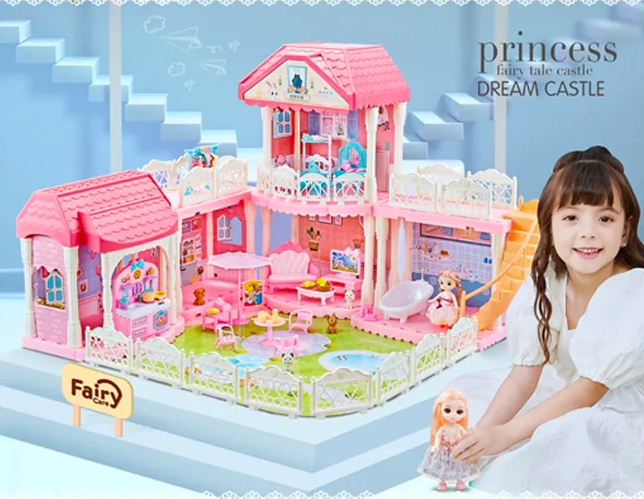 Ляльковий будиночок із меблями castle villa funny diy 7009 з ляльками та аксесуарами, фото 1