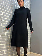 Платье женское A-N 9153 свободный крой прямое оверсайз длинное черное, черный, one size