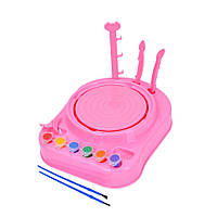 Ігровий набір "Pottery Workshop" 401A гончарне коло, 2 режими, глина, фарби 6 кольорів Рожевий