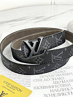 Ремень Женский Луи Витон Брендовый Черный Унисекс С Логотипом Классический Матовый Эко-кожа Louis Vuitton Денвер Ремінь Жіночий