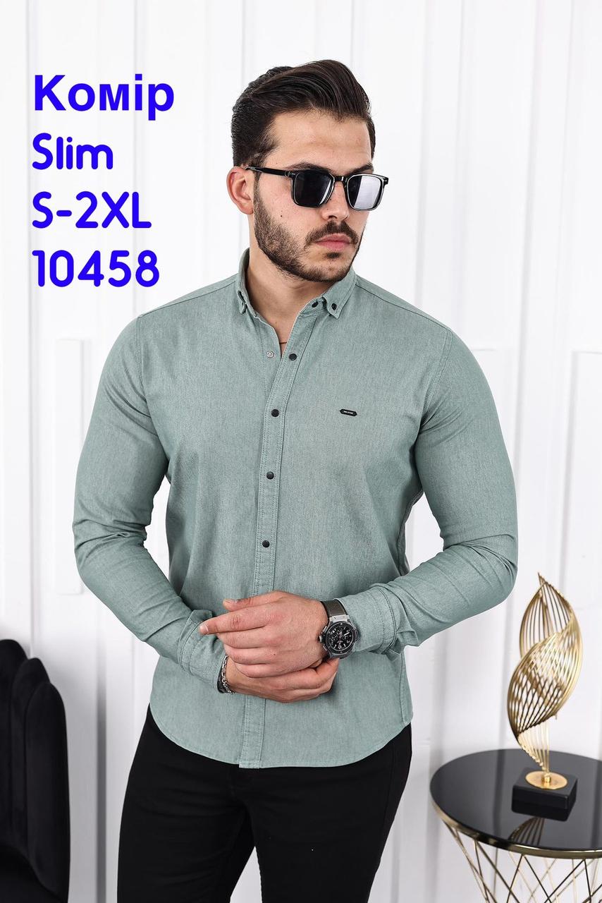 Приталена однотонна сорочка Red Stone з довгим рукавом, комір