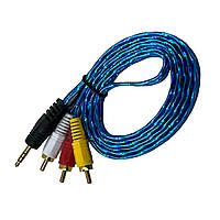 Кабель AUX - 3RCA (3 тюльпани) 1,5м силікон