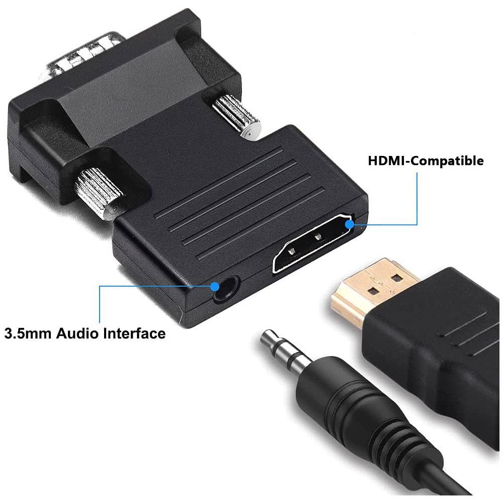 Адаптер HDMI-VGA з аудіо HDTV Male — VGA Female Converter HDMI-VGA Output 1080P HDTV Аудіо TV AV HDTV Video, фото 1