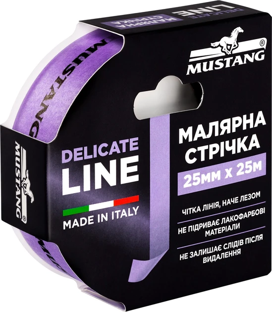 Малярна стрічка рисова MUSTANG DELICATE LINE фіолетова 19мм*25м, фото 1