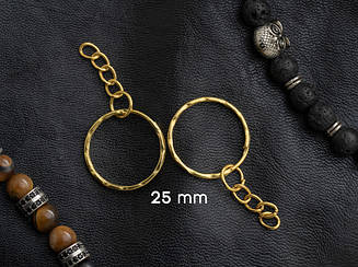 Кільце рифлене з ланцюжком. Колір "золото". 25мм