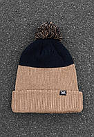 Шапка Стаф Чоловіча Бежево Синя З Помпоном Staff Beige & Navy Shopy