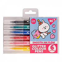 Фломастери Yes YES Line Friends 6 кольорів, гліттер