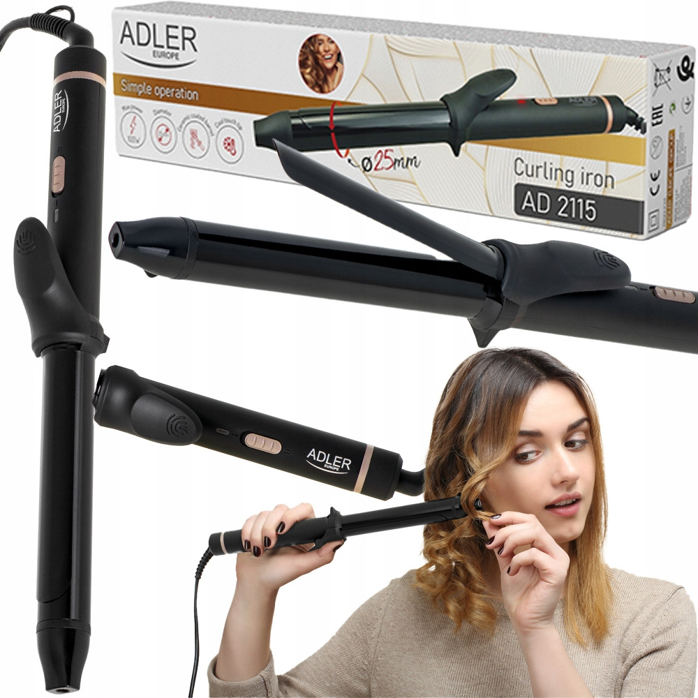 Плойка Adler AD 2115 - 25 мм, 45 Вт, керамічне покриття, шнур, що обертається, фото 1