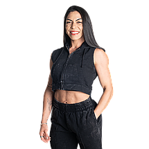 Спортивний жіночий кроп Better Bodies Acid Crop SL Hood Acid washed black XS, фото 3