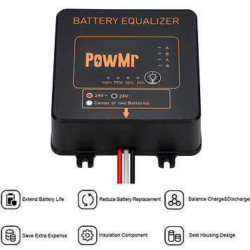 Еквалайзер Акумуляторний PowMr BE24 для 24 В, 36 В, 48 В / Балансир для заряджання акумуляторів